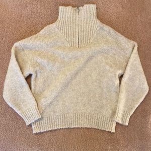 Anthropologie Half Zip Sweater, Cream, Medium